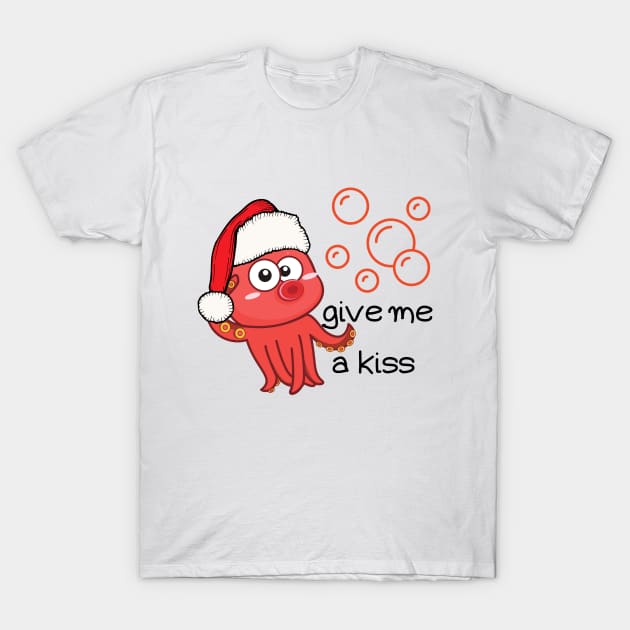 Cute Octopus Santa - Christmas T-Shirt by O.M design